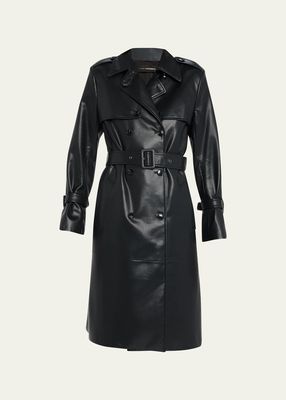 Mandie Double-Breasted Faux Leather Coat