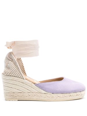 Manebi 75mm suede wedge espadrilles - Purple