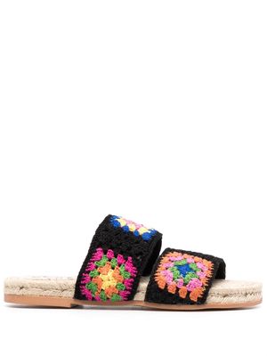 Manebi crochet flat sandals - Black