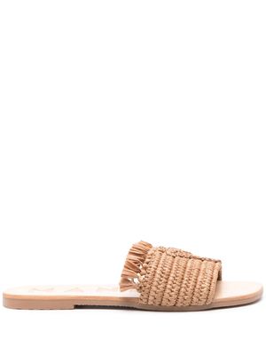 Manebi fringed raffia slides - Neutrals