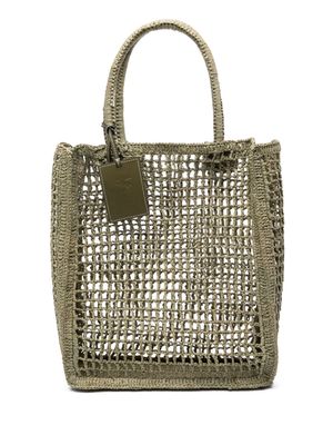 Manebi interwoven raffia tote bag - Green