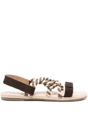 Manebi logo-ebossed suede sandals - Brown