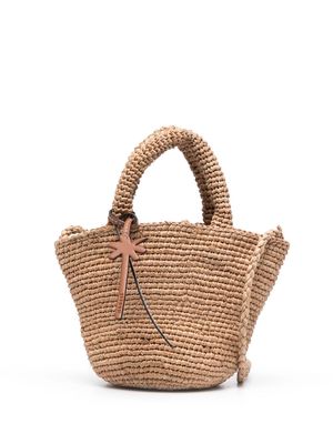 Manebi mini raffia tote bag - Neutrals