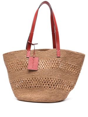 Manebi open-top raffia beach bag - Neutrals