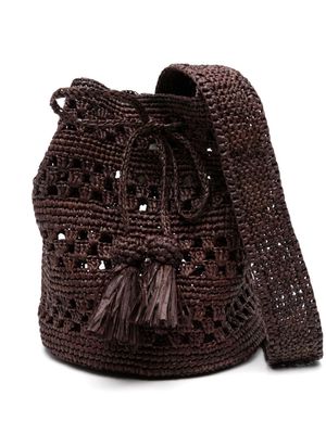 Manebi single-strap raffia crossbody bag - Brown