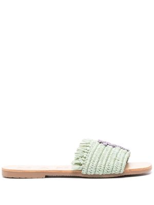 Manebi Yucatán logo-patch flat sandals - Green