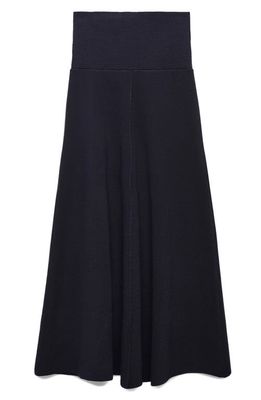 MANGO A-Line Knit Skirt in Dark Navy