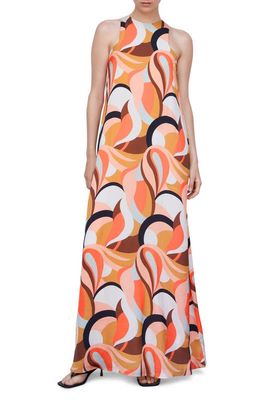 MANGO Abstract Print Cocktail Dress in Salmon