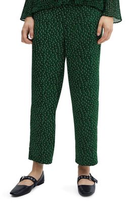 MANGO Abstract Print Flowy Pull-On Crop Pants in Green