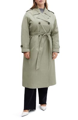 MANGO Angela Belted Trench Coat in Khaki