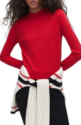 MANGO Back Half Zip Pullover Sweater in Red