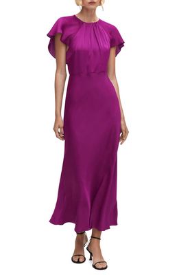MANGO Back Ruffle A-Line Dress in Purple