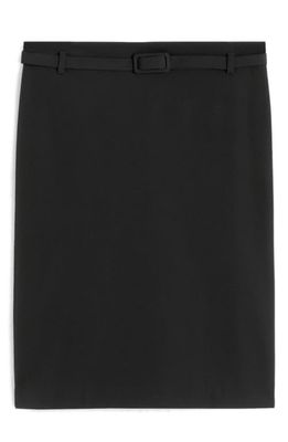 MANGO Belted Pencil Skirt in Black