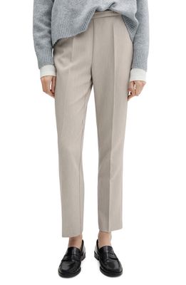 MANGO Belted Straight Leg Pants in Grey
