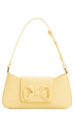 MANGO Bow Detail Faux Leather Shoulder Bag in Pastel Yellow
