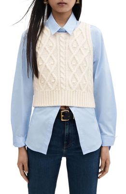 MANGO Braided Sweater Vest in Ecru