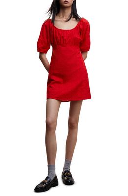 MANGO Broderie Anglaise Cotton Dress in Red