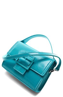 MANGO Buckle Detail Faux Leather Shoulder Bag in Aqua Green