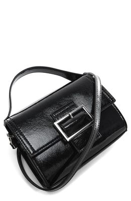 MANGO Buckle Detail Faux Leather Shoulder Bag in Black