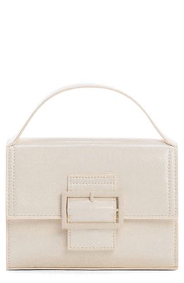MANGO Buckle Detail Faux Leather Shoulder Bag in Off White