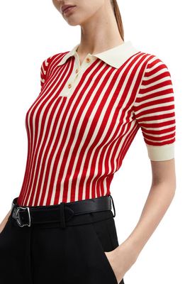 MANGO Carmin Stripe Jersey Polo in Red