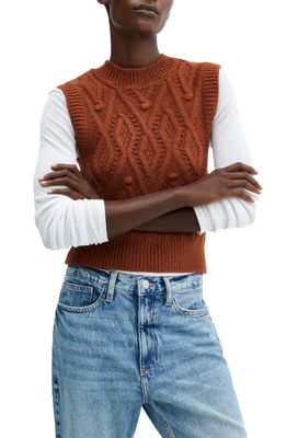 MANGO Chunky Stitch Sweater Vest in Burnt Orange