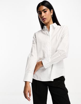 Mango collared long sleeve shirt in white