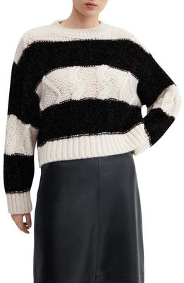 MANGO Contrasting Stripe Sweater in Off White
