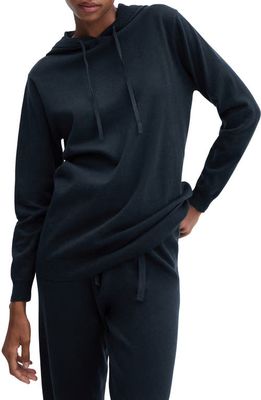 MANGO Cotton & Linen Blend Sweatshirt in Navy