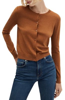 MANGO Cotton Blend Cardigan in Caramel