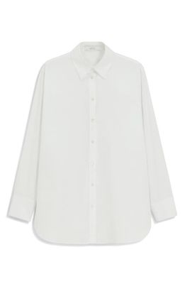 MANGO Cotton Oversize Button-Up Shirt in White