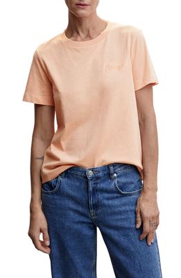 MANGO Cotton T-Shirt in Pastel Orange