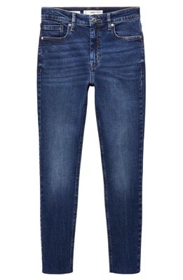 MANGO Crop Skinny Jeans in Dark Blue