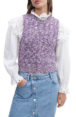 MANGO Crop Sweater Vest in Lilac