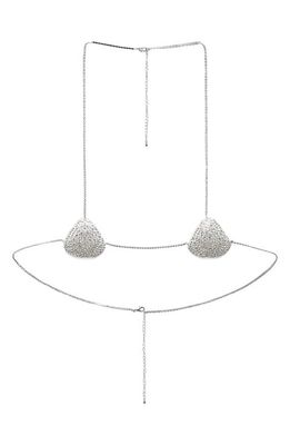 MANGO Crystal Body Necklace in Silver