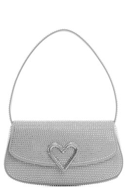 MANGO Crystal Heart Shoulder Bag in Silver