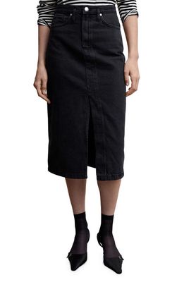 MANGO Denim Midi Skirt in Open Grey