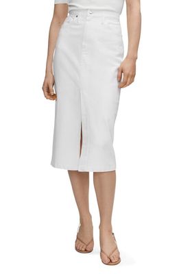 MANGO Denim Midi Skirt in White