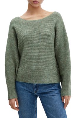 MANGO Dolman Sleeve Sweater in Green