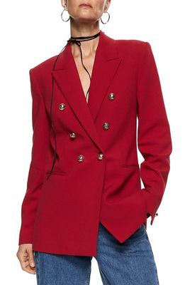 MANGO Double Breasted Blazer in Red