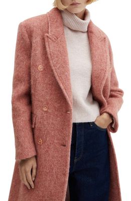 MANGO Double Breasted Coat in Pink