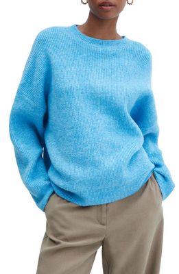 MANGO Drop Shoulder Oversize Sweater in Turquoise