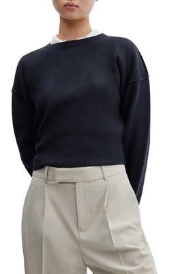 MANGO Drop Shoulder Sweater in Dark Navy