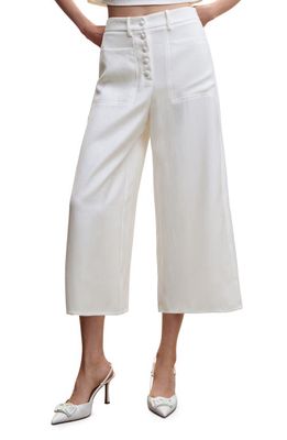 MANGO Exposed Button Fly Culottes in White