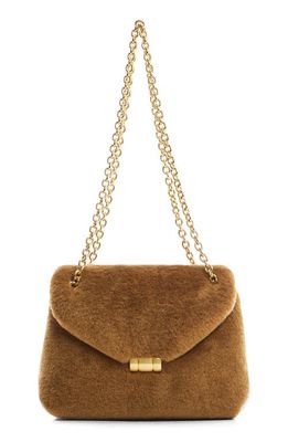 MANGO Faux Fur Convertible Shoulder Bag in Brown