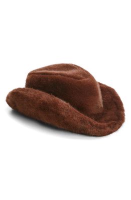MANGO Faux Fur Effect Cowboy Hat in Brown