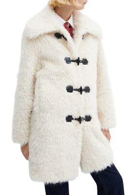 MANGO Faux Fur Toggle Coat in White
