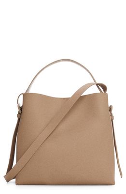 MANGO Faux Leather Shopper Bag in Light/Pastel Brown