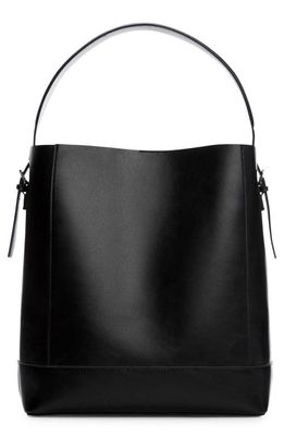 MANGO Faux Leather Square Handbag in Black