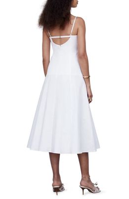 MANGO Fit & Flare Cotton Midi Dress in Off White